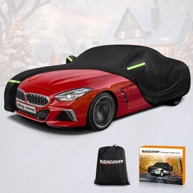 BIGACOVER Car Cover for BMW Z4 E85 E86 E89 G29 Z4 M40i Coupe Roadster 2002-2025 Z4 Automobiles, Waterproof 210D Oxford Cloth and Cotton Full Car Covers with Zipper Windproof Heavy Duty All Weather (Black) - Image 1